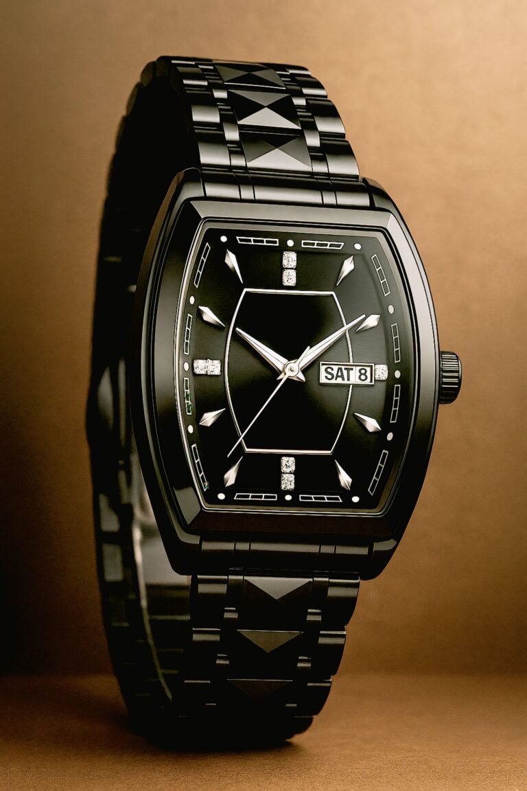a black watch with a black band