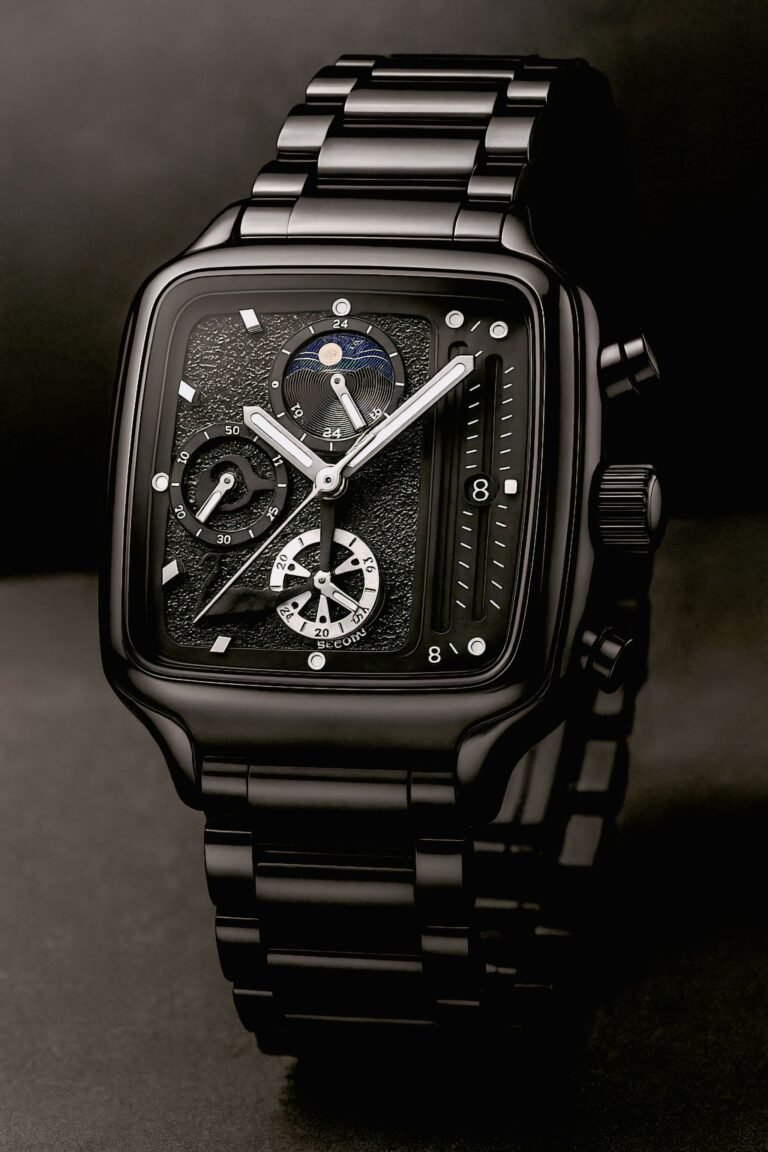 a black watch with a black band