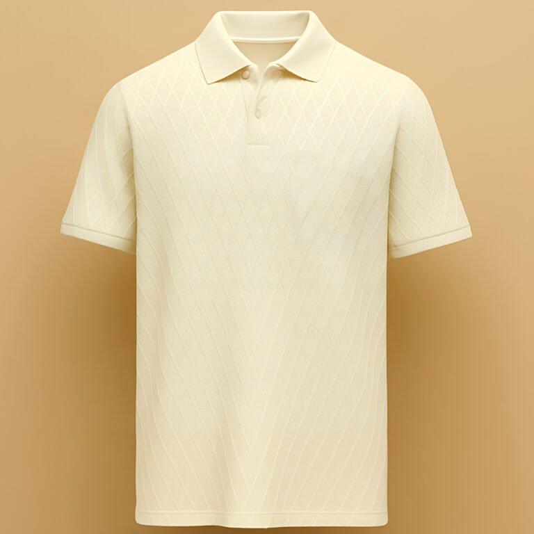 A off white color polo shirt with a premium background.