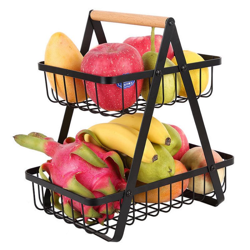 TransformU Detachable Tiered Fruit & Storage Basket with Wooden Handle - Image 6